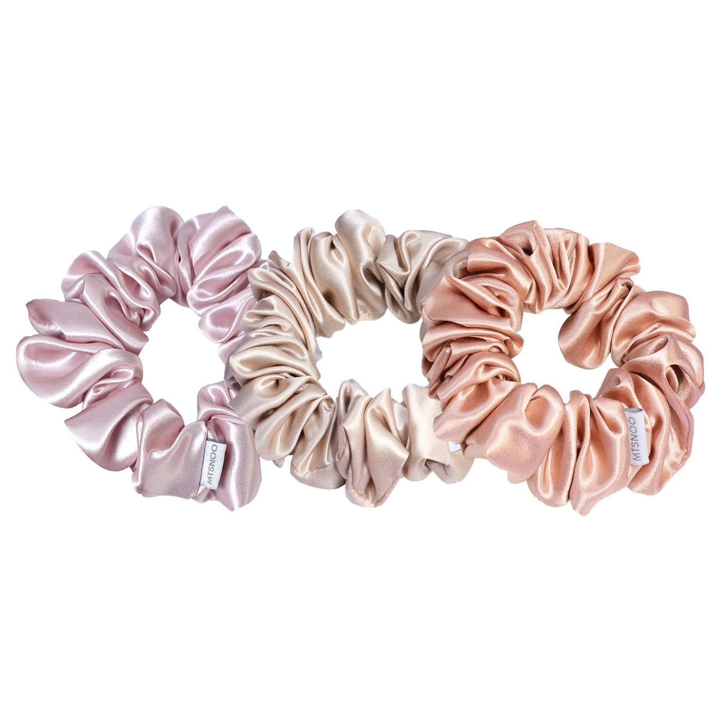 MTSNOO 100% Pure 22 Momme Mulberry Silk Scrunchies Set - Mini Scrunchies with Elastic Band for Curly Hair, Hair Ties Ropes for W