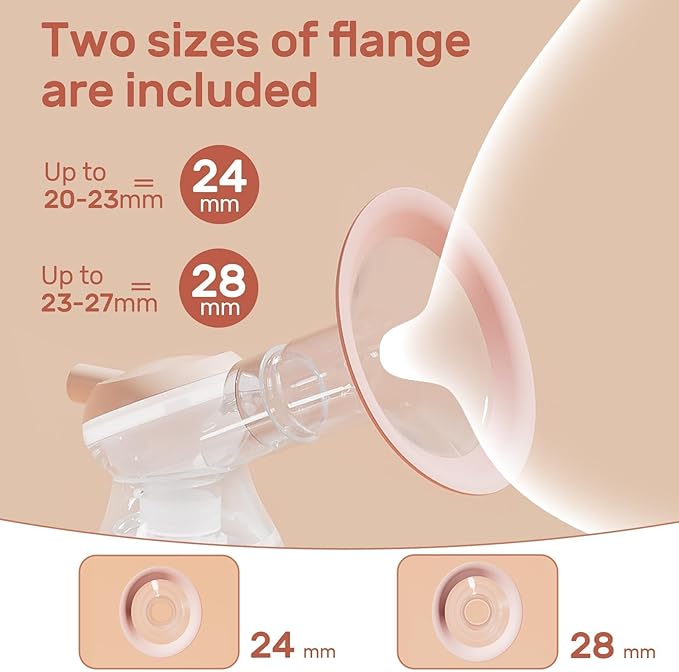 NCVI 8100 Double Electric Breast Pump with 24/28mm Silicone Flanges Suitable for Large Nipples, Anti-Backflow Milk Breastfeeding Pump with 4 Modes|9 Levels, Handheld Motor and LED Display, Ultra-Quiet
