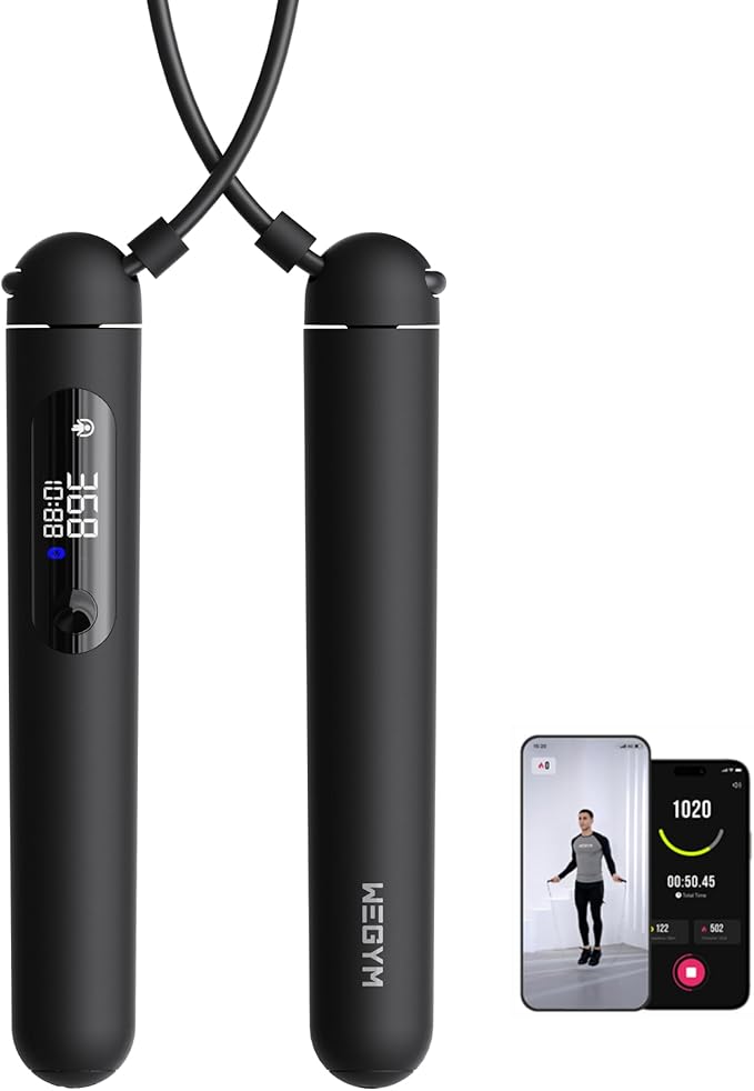 WeGym Smart Jump Rope for Men Women, Adjustable Jump Rope for Indoor Outdoor Workout, Jump Counting, Tracking - Data Analy...
