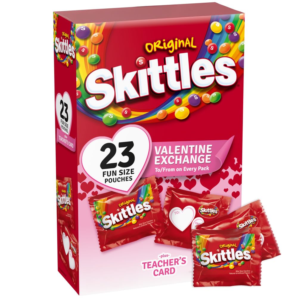 Skittles Original Fun Size ValentineS Exchange Chewy Candy, 23 Ct Box, ValentineS Candy