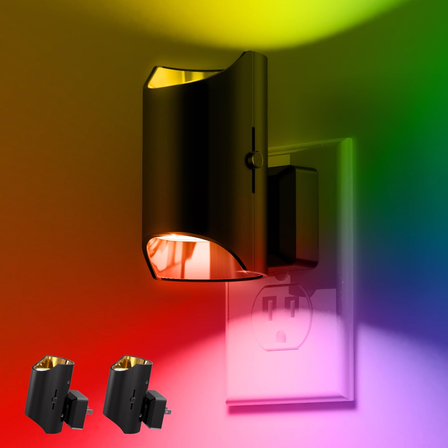 L Lohas Led Night Lights Plug Into Wall  Plug In Night Light With Dusk To Dawn Sensor  Color Changing Nightlight For Kids Hallway Bedroom Stairway Bathroom Gift And Party  2 Pack