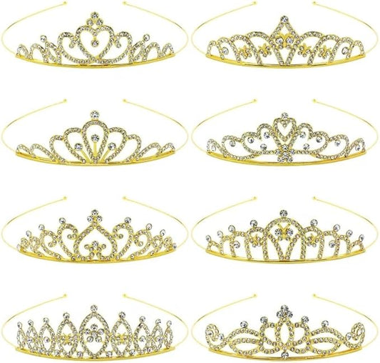 inSowni 8 Pieces Gold Metal Sparkly Rhinestone Princess Tiara Crown Headbands Wedding Birthday Party Prom Headpieces for W...