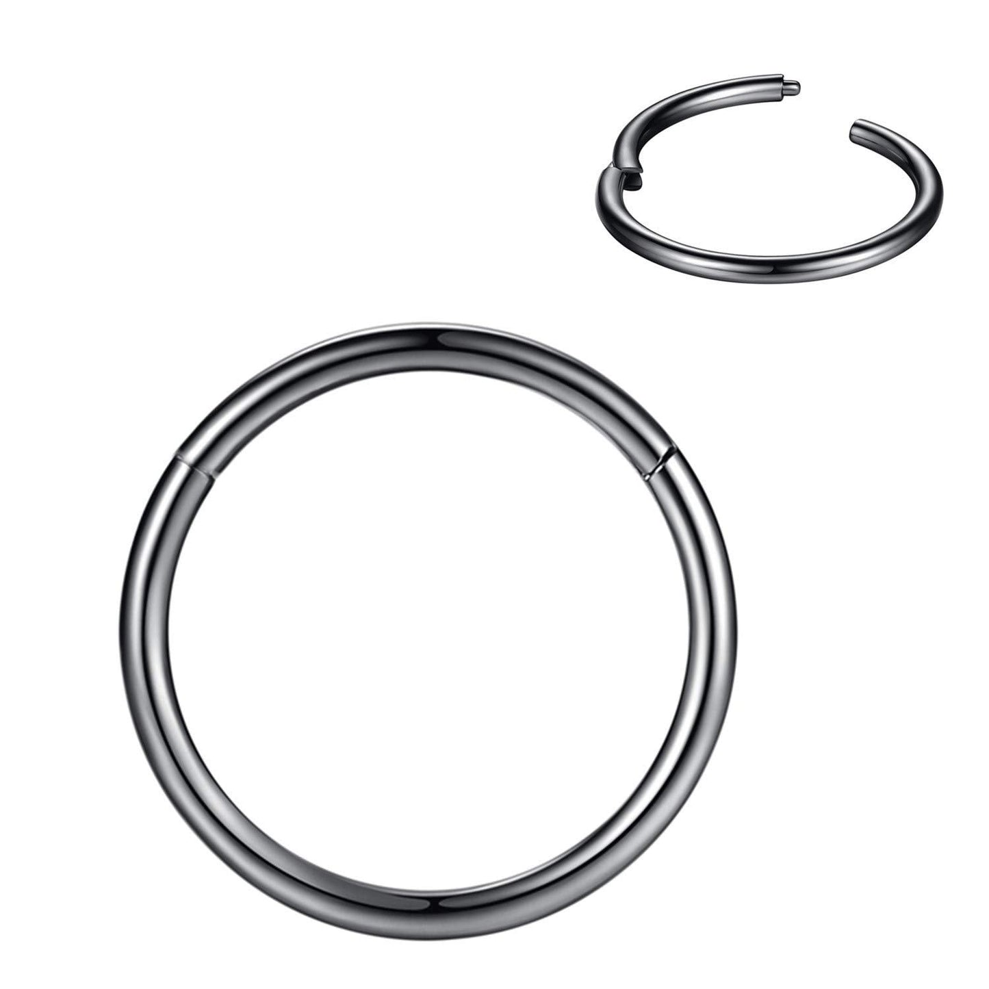 2pcs Pair 6mm Septum Ring Black Nose Rings Hoop 16 Gauge Nose Hoop Helix Daith Tragus Hinged Segment Septum Clicker Lip Rings 31