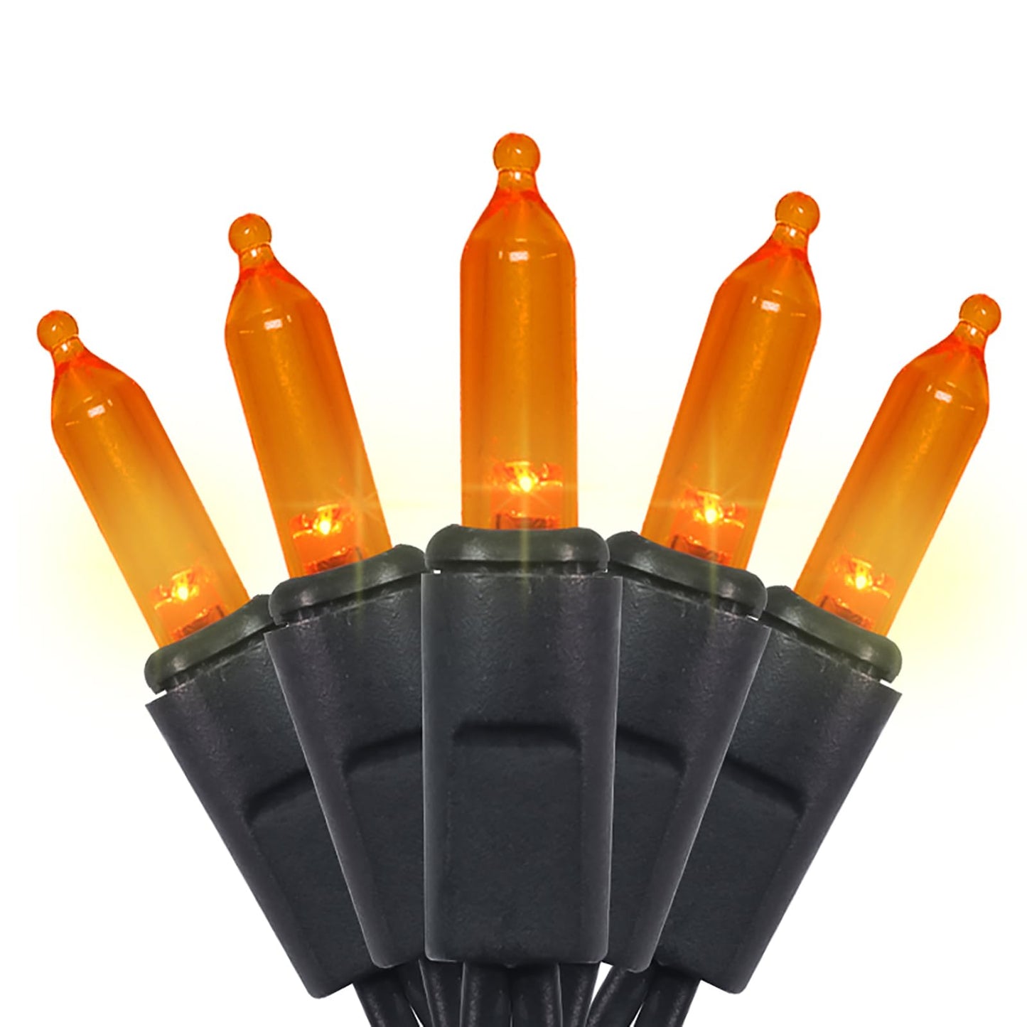 MULTI-SPARKING Orange LED Halloween Lights - 35 Count String Lights, 11ft Black Wire, UL Certified, Indoor/Outdoor Decorations