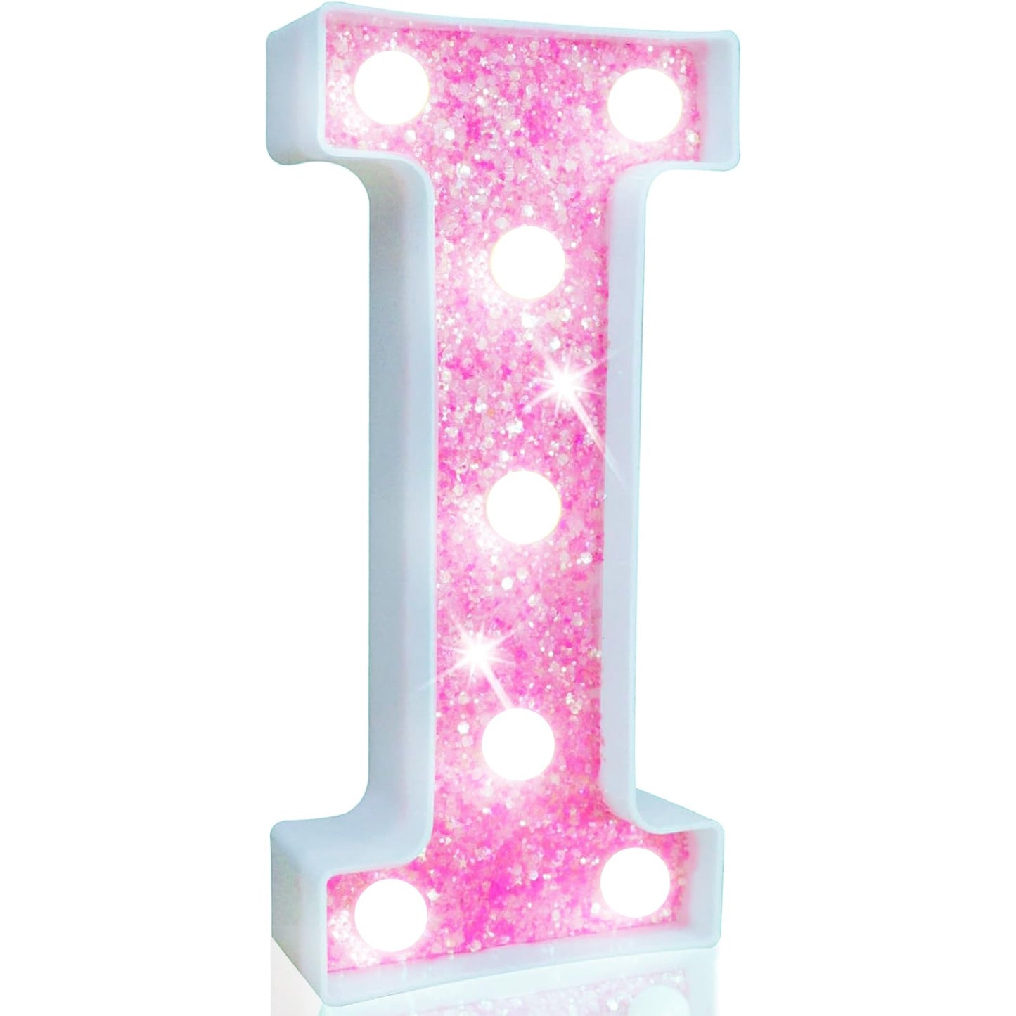 Pooqla Led Marquee Letter Lights  Light Up Letters For Birthday Decorations  Glitter Letter Sign Battery Powered Night Light Pink Party Wedding Christmas Girls Gift Bedroom Dorm Decor  Cool White I