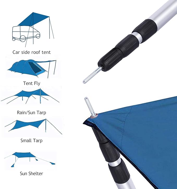 REDCAMP Aluminum Camping Tarp Poles, Set of 4, Adjustable Lightweight Tent Poles for Shelter, Awning