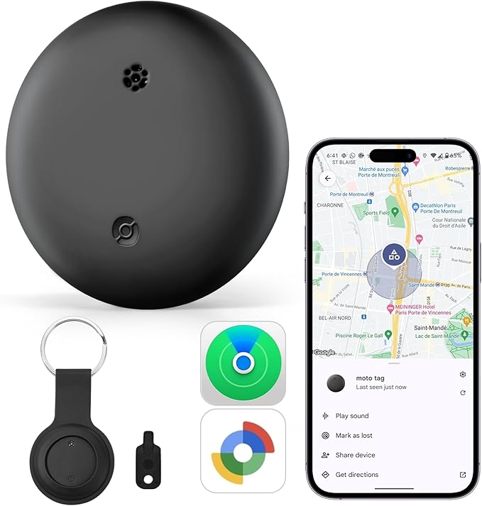 Bluetooth Tracker, Dual System Air Tracker Tag-for iOS & Android, 100dB Sound, Waterproof Item Finder, Worldwide Smart Loc...