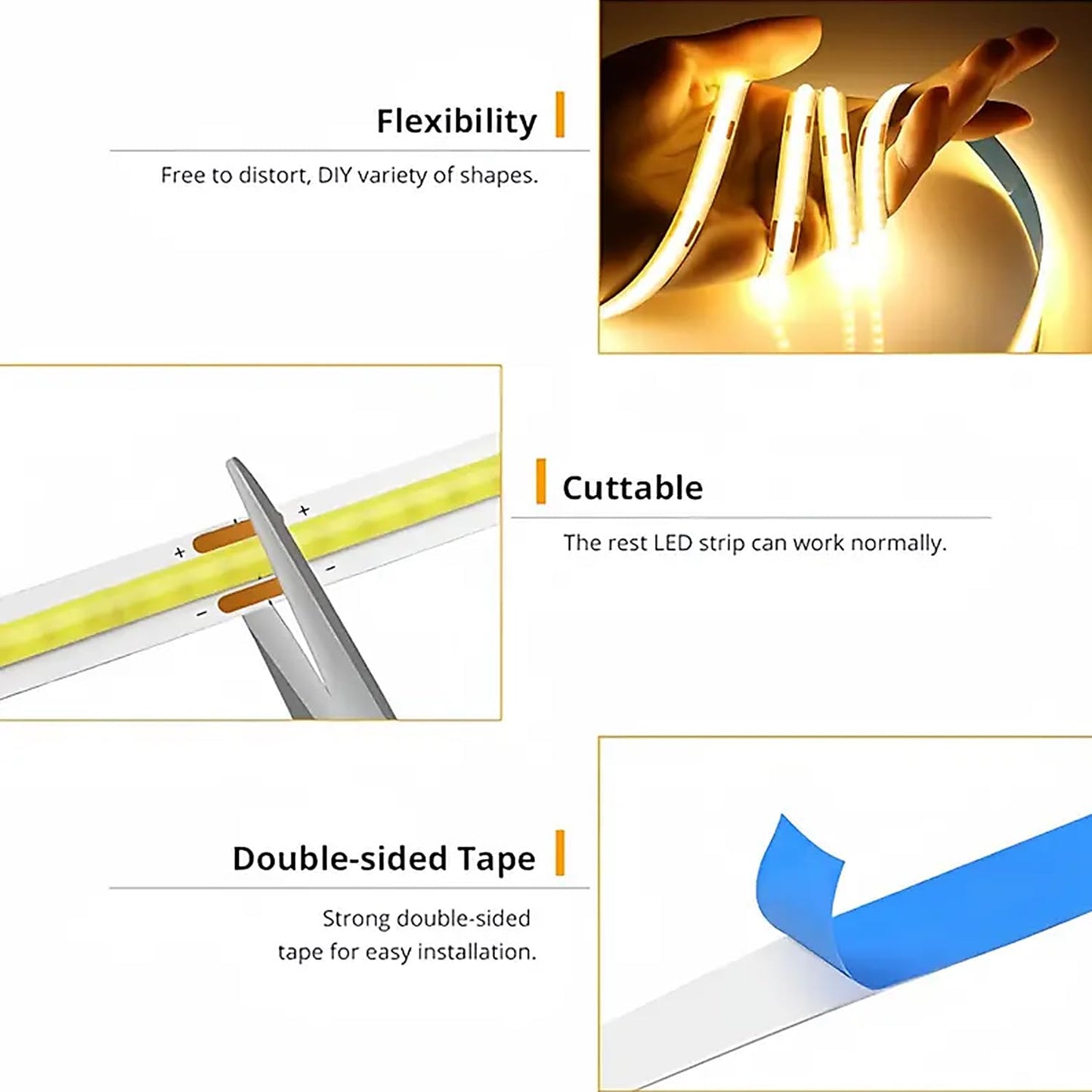 Zslaifu Cob Led Strip Lights Warm 6.56Ft  5V Dimmable Led Light Strip  Flexible Usb Led Strip For Cabinet  Tv Backlighting  Bedroom  Kitchen  Home Diy Lighting
