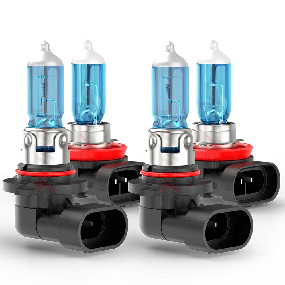 Syjiip Upgraded Halogen Headlight Bulbs 9005 H11, 6000K White, 300% Brightness, 4-Pack For Subaru Impreza 2008-202
