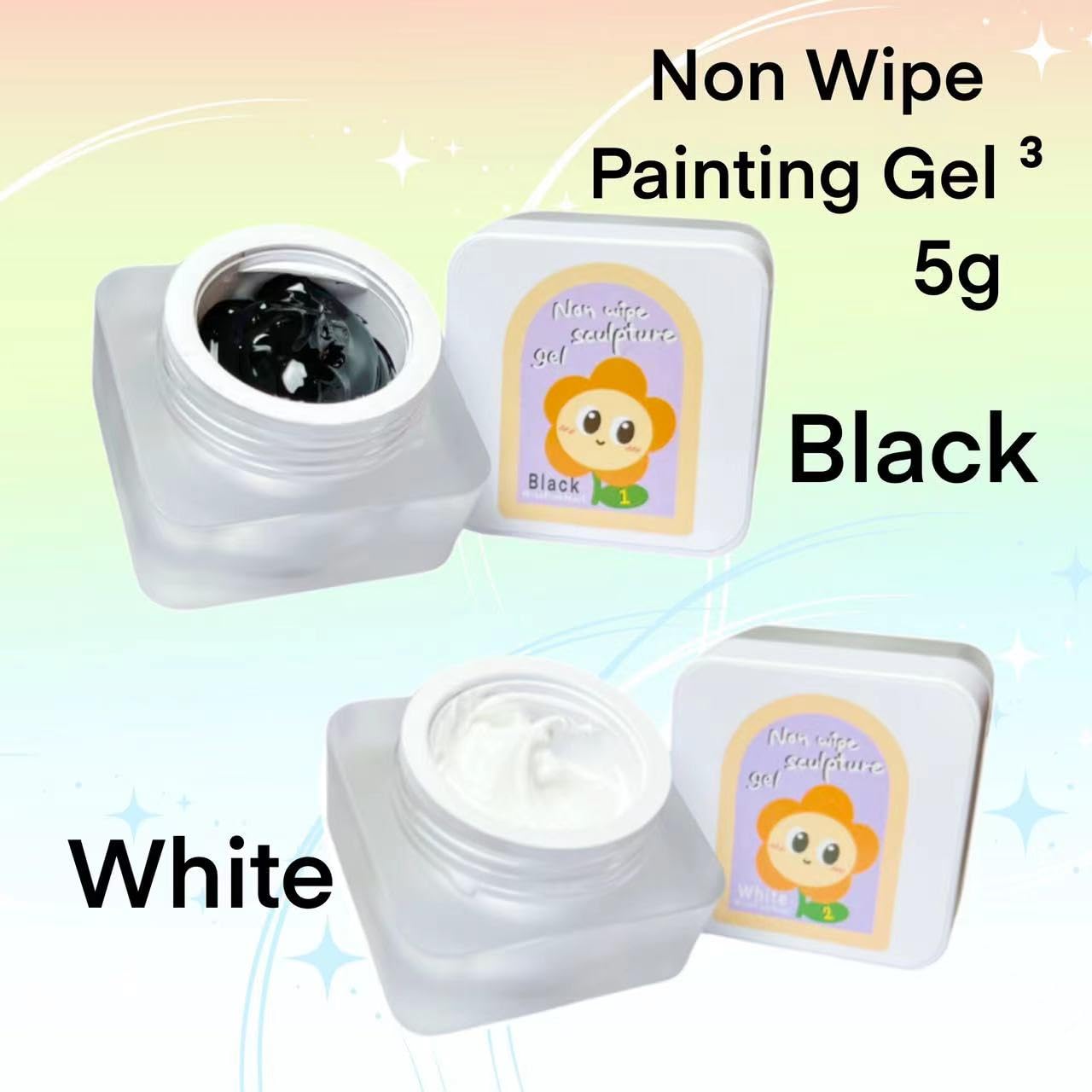 YJMyujimi Nail Gel polish sculpture gel 5g black and white in colour clear stroke non wipe chrome applicable DIY at home embosse