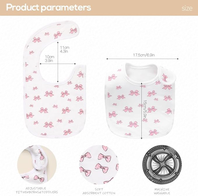 Pack of 6,Baby Bibs,Unisex,Soft and Absorbent,Adjustable,Easy to Use