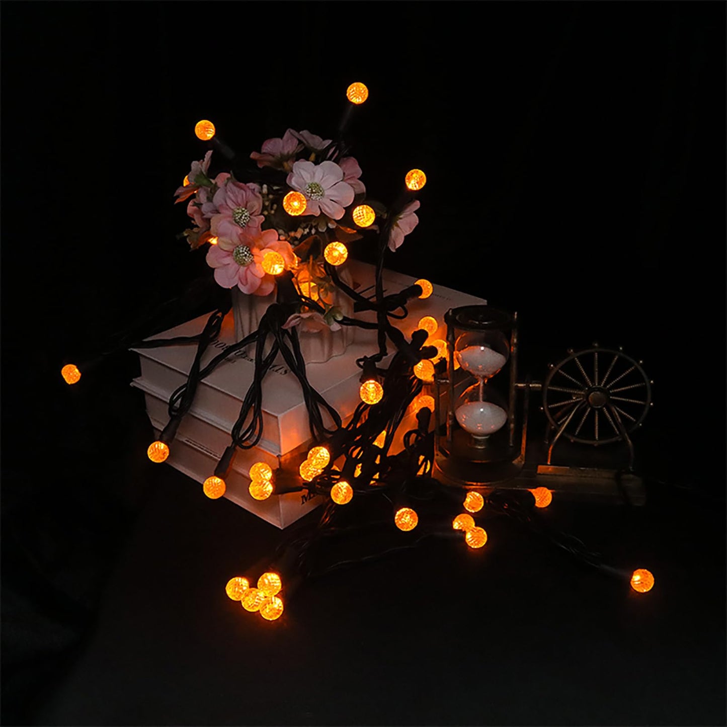 18.6Ft 50 Led Orange Halloween Lights G12 Mini Globe Ball String Lights For Small Tree Crafts Holiday Indoor/Outdoor Christmas Thanksgiving Day Halloween Decorations  Ul Certified  Connectable  Orange
