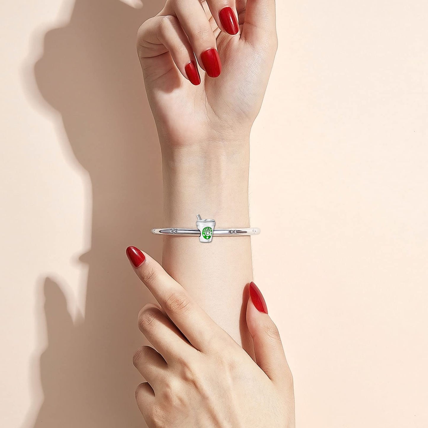 KunBead Women Coffee Cup Bead Charms Compatible with Pandora Bracelets