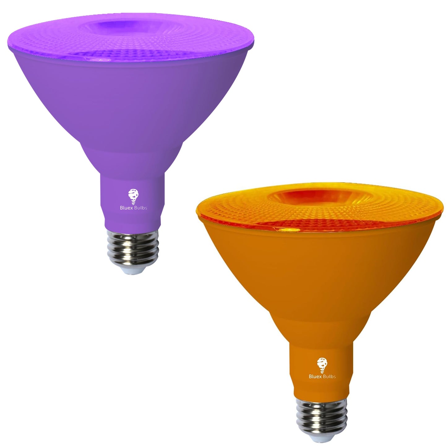 Par38 Led Flood Light Bulb - 18W (120Watt Equivalent) - Dimmable - E26 Base - Led Lights  Party Decoration  Porch  Home Lighting  Holiday Lighting  Flood Lights (Purple+Orange  2 Pack)