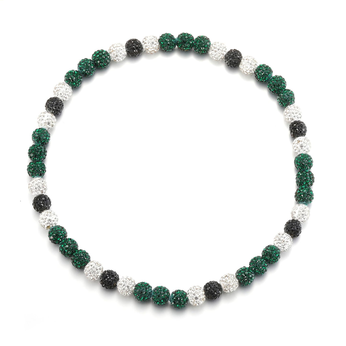 HSWYFCJY Baseball Beaded Chain Necklace for Men Women, Rhinestone Discoball Drip Accessories White Black and Green Baseball Neck