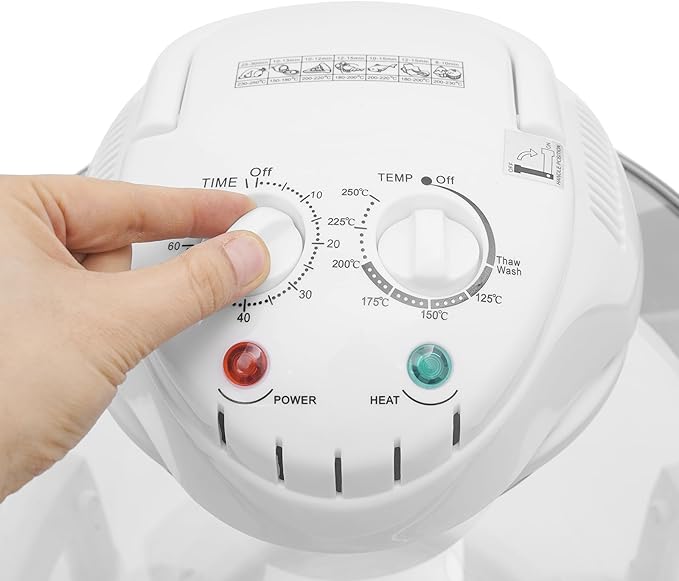 17L Turbo Air Fryer, Portable Glass Air Fryer Countertop Toaster Oven 360°Viewable Glass Halogen Oven Turbo Air Fryers Convection Temperature Control Range 32-482℉ for French Fries & Chips