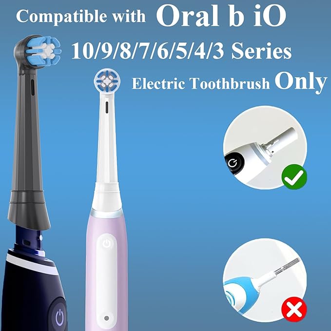 Replacement Toothbrush Heads Compatible with Oral b iO 3/4/5/6/7/8/9/10 Series Electric Toothbrush, Premium Grade Bristles, White, 8 Pack