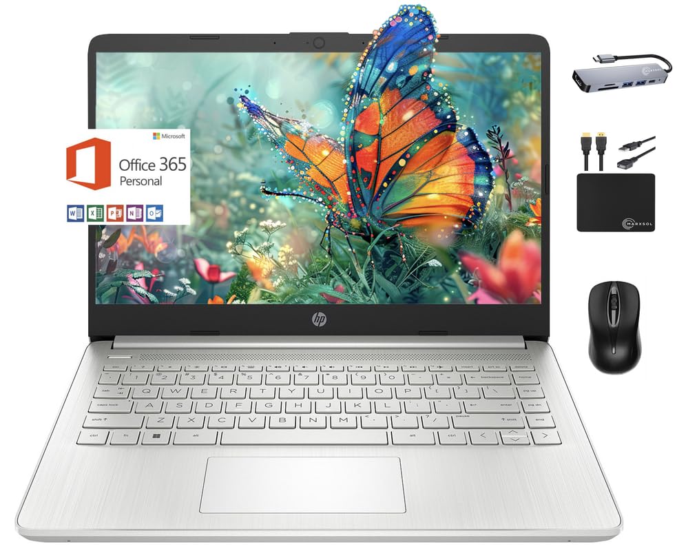 Hp 14 Laptop Portable Slim 2024,14 Hd Micro-Edge Display, Intel Quad-Core Pentium Processor, 8Gb Ram, 256Gb Ssd Wi-Fi, Webcam, F