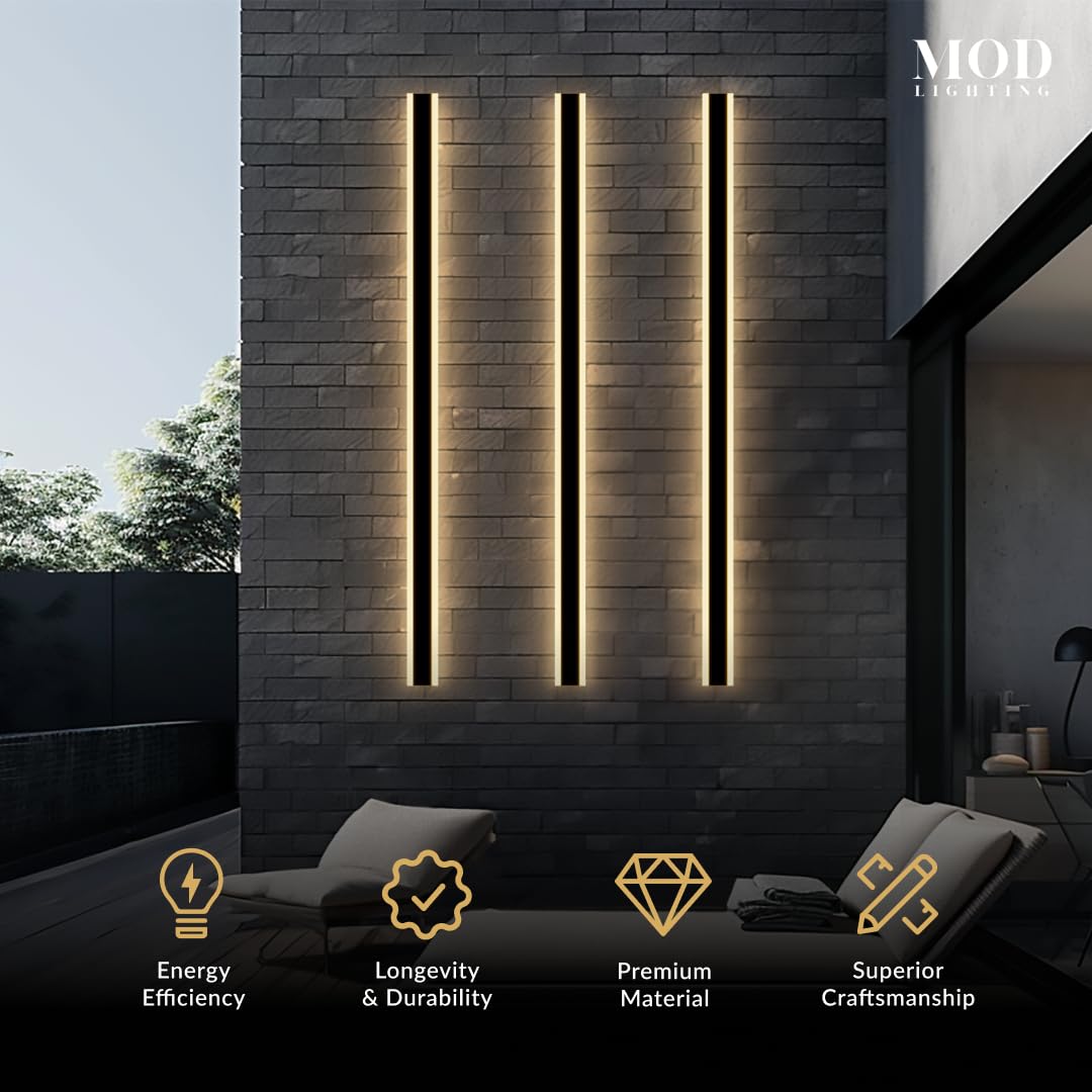 ?????? ???????????????? Haylen | Waterproof Outdoor Wall Light  Led Dimmable With Remote 3000K-6000K  Long Outdoor Porch Lights  Wired Lighting Fixture  Patio Exterior Wall Sconce  2-Pack (Black  67)