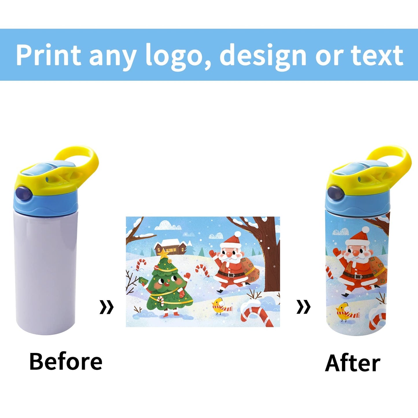 OKBA 4pcs 12oz sublimation Blanks sippy cup,sublimation tumblers for kids,Stainless Steel Insulated Toddler Water Bottle with Leak-Proof Straw Lid and Handle