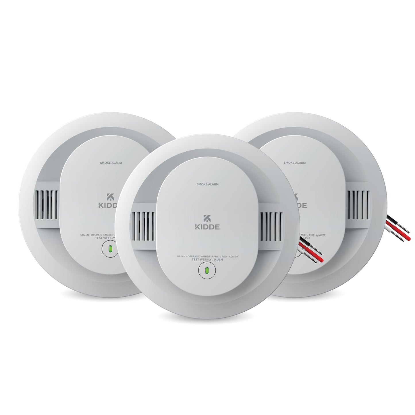 Kidde Hardwired Smoke Detector for Home, AA Battery Backup Alarm, Interconnectable, LED Notifications, 3-Pack