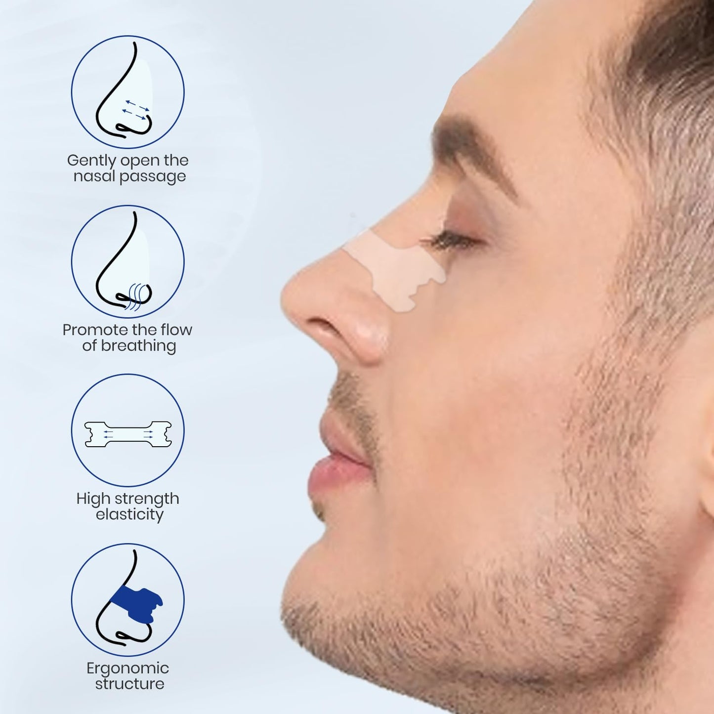 MQUPIN 150 Counts Nasal Strips Upgraded, Drug-Free, Safe, Long Effect, Reduction Snoring, Nasal Strips for Snoring Congestion Relief(66mm*19mm)
