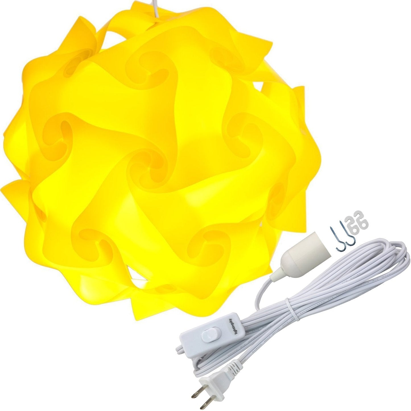 Lightingsky DIY Jigsaw Puzzle Lamp Shade Kit - 12in Yellow Plastic Ceiling Pendant with 15ft Cord