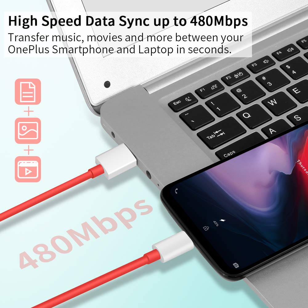 Cooya Dash Charge Cable For Oneplus 7 Pro 8 7T 6, Warp Charging Cable 5V 4A Type C Cable 6Ft Usb C Cable 80W For Supervooc Charg