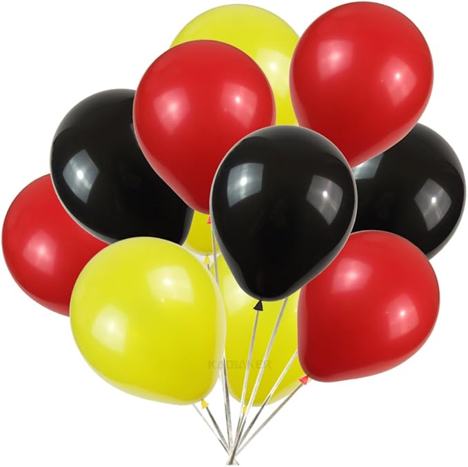 KADBANER Red Yellow Black Balloons,100 Pack 12 Inch Latex Balloons