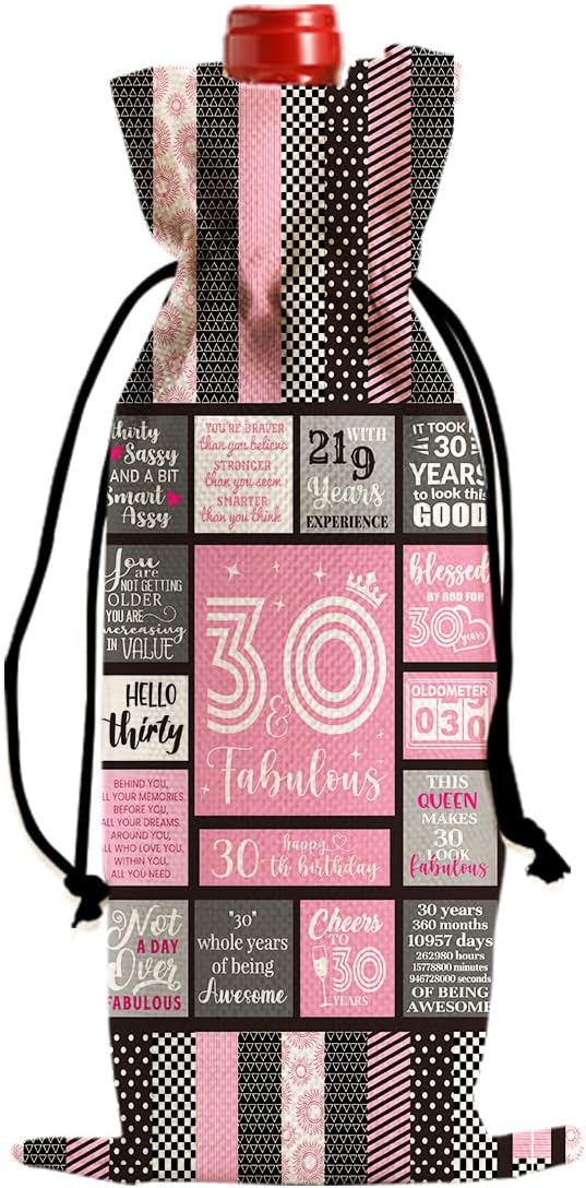 Funny 30 Year Old Birthday Gifts for Women Wine Bag, Happy Anniversary 30th Birthday Party Decorations for Him Her Wine Bags, 30th Birthday Gifts for Her Men Women Wine Bottle Bag