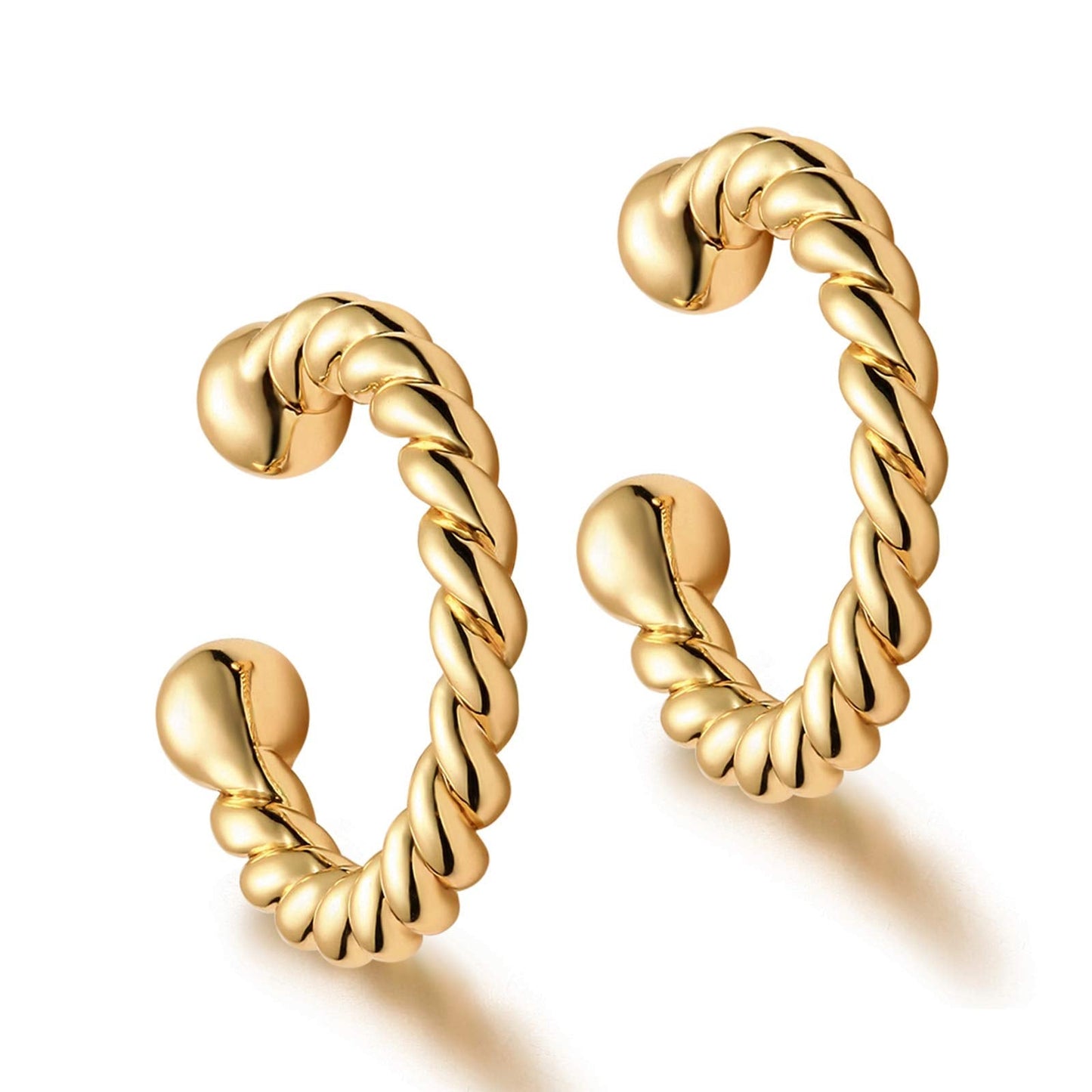 MYEARS Women Ear Cuff Earring Gold Non Pierced Ear Cartilage Twisted Sleeper Clip on Wrap Hoop 14K Gold Filled Tiny Boho Beach S