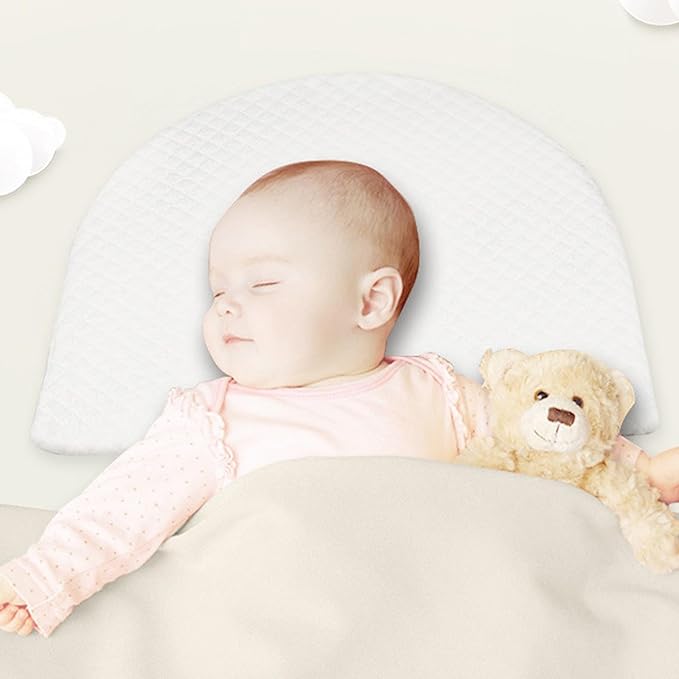 Sleep Pillow for Boys and Girls,Breathable Memory Foam Head Wedge Cushion Prevents Spit Pillow(White, Square-03)