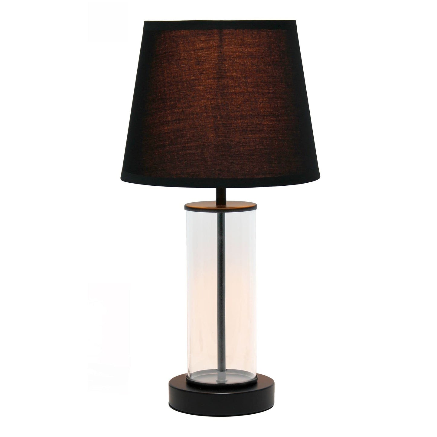 Simple Designs LT2081-BOB Coastal Bedside Table Lamp, Black Base, Black Shade, Glass, 8.66inL x 8.66inW x 16.93inH