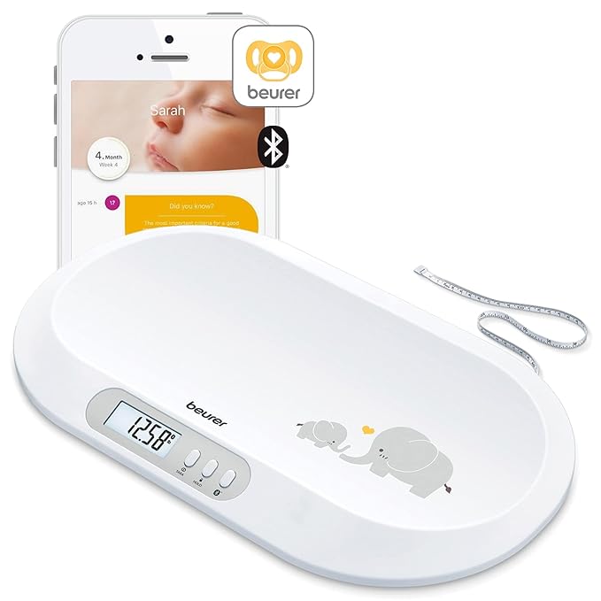 Beurer BY90 Baby Scale, Pet Scale, Digital, with Measuring Tape, tracking weight with App | For: Infant, Newborn, Toddler...