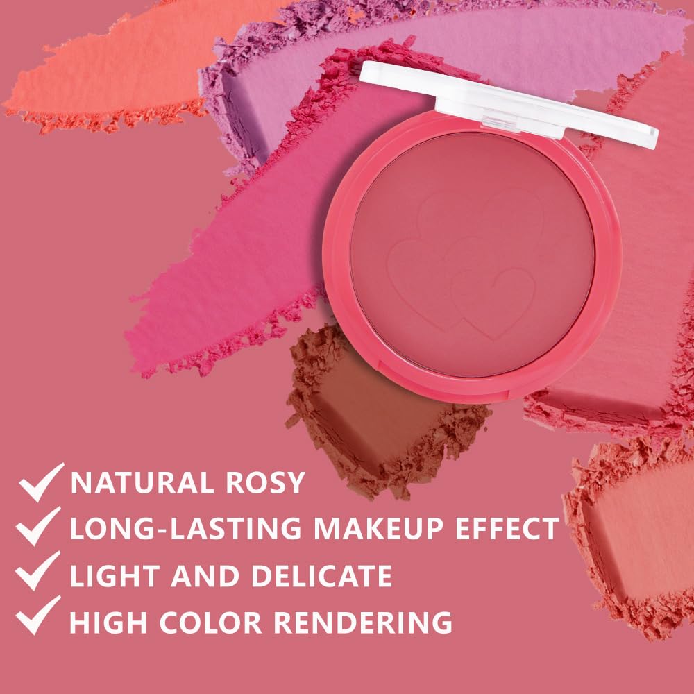 HHLTOH Rose Bean Paste Matte Single Pressed Cheeks Face Blushes Makeup Palette, Rose Bean Monochrome Cream Blushes Palette Makeu