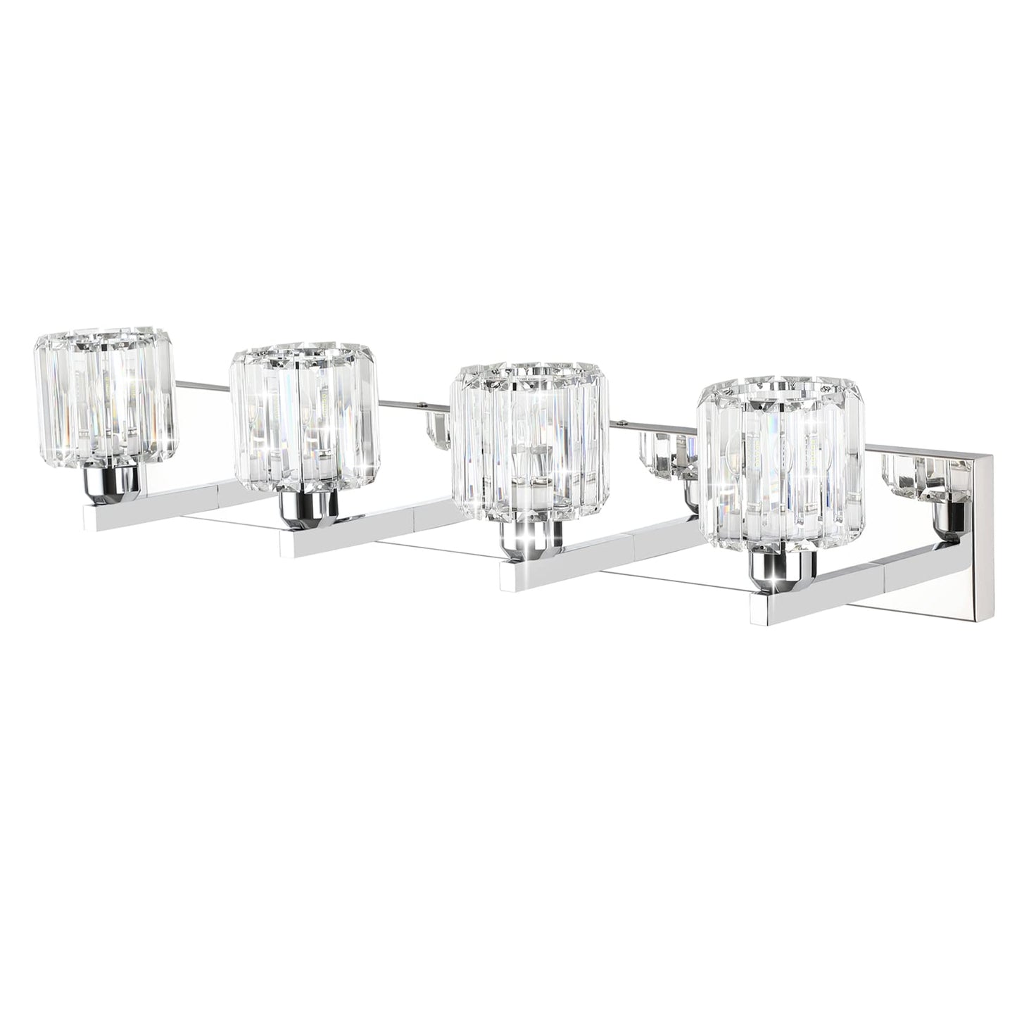 Aipsun Crystal Bathroom Vanity Light, 32 Chrome, Stainless Steel & K9 Crystal, Model 8460, 4 Lights (Bulbs Not Included)