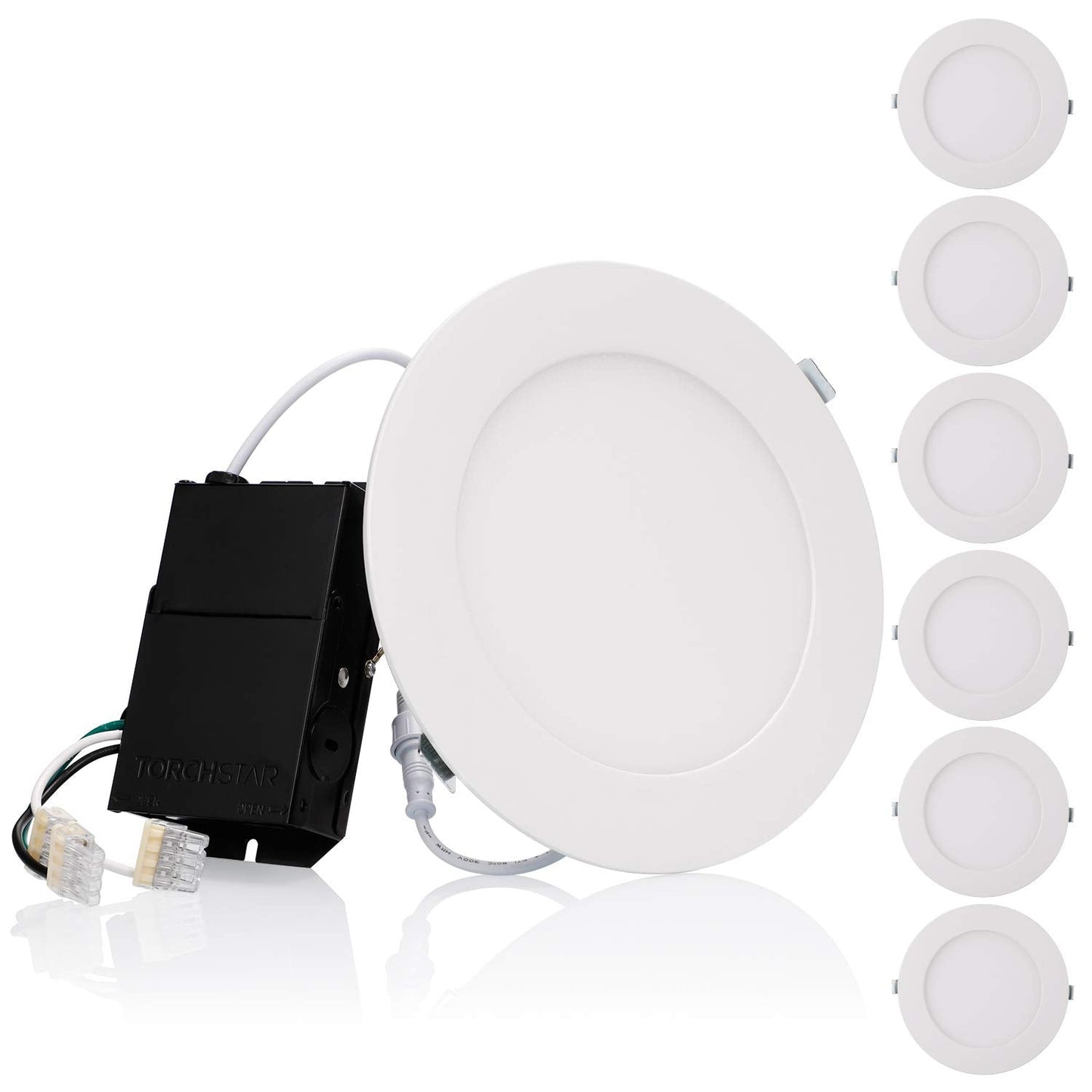 TORCHSTAR 6 Inch Ultra-Thin LED Recessed Light, 13.5W Dimmable, Soft White (2700K), Aluminum, Model XO1JDL-6D