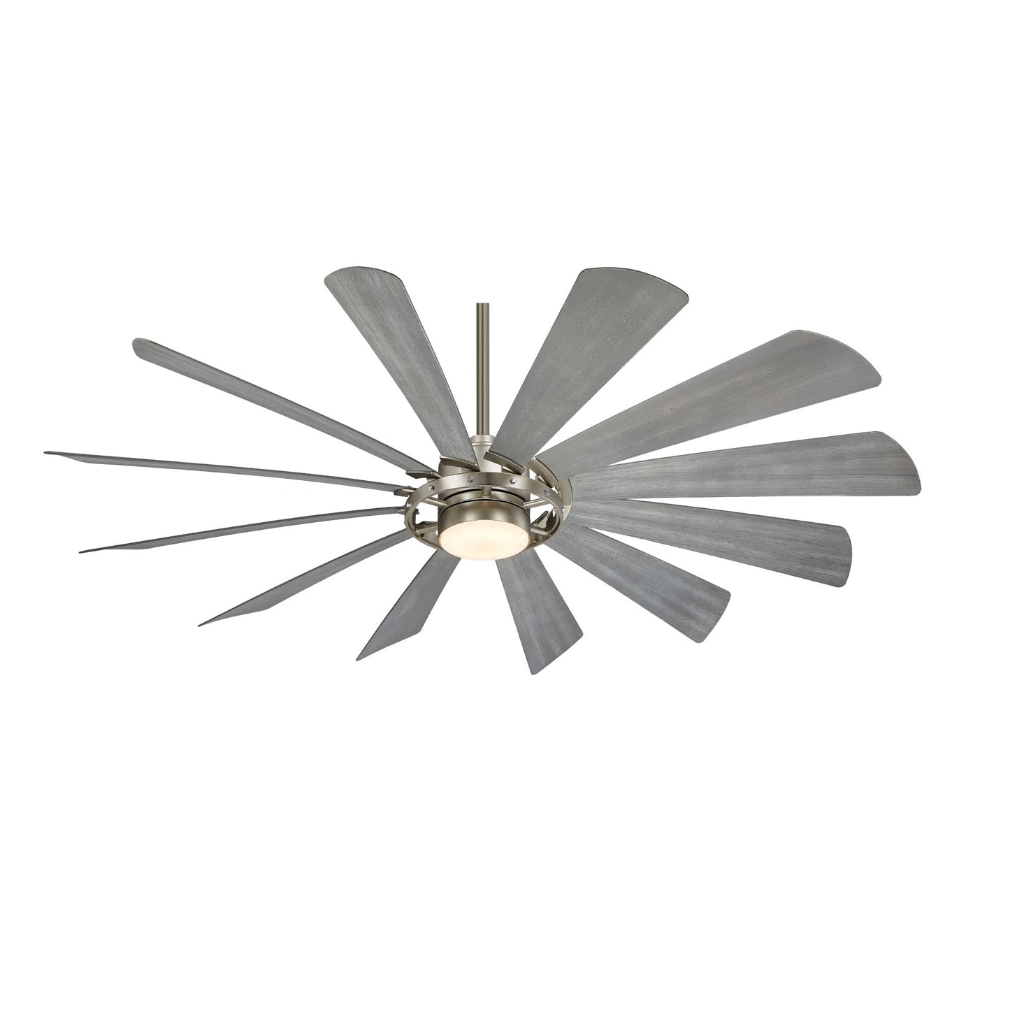 Minka Aire F870L-Bs Windmolen 65 Outdoor Ceiling Fan With Led Light And Remote Control, Brushed Steel