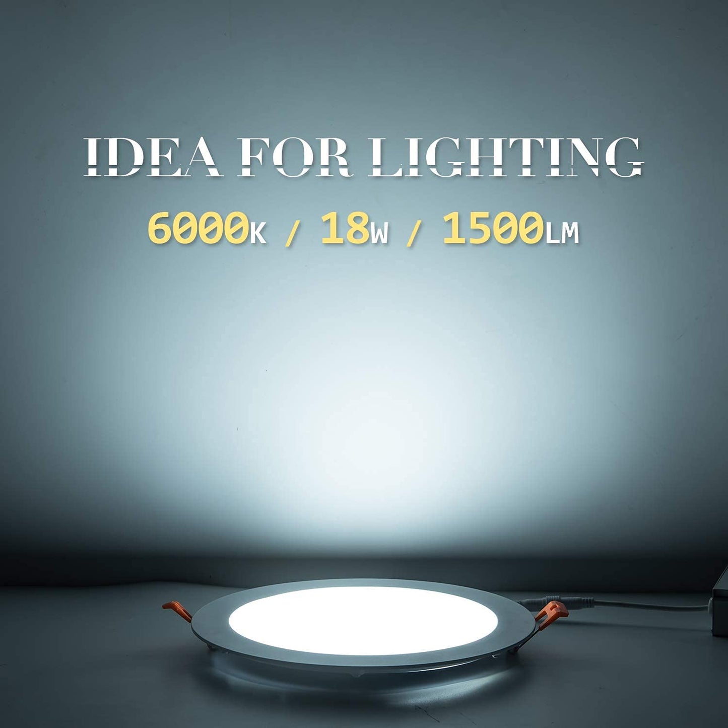 JARLSTAR 8 Inch LED Recessed Light, Ultra Thin, 6000K Daylight, 18W, Aluminum, Model JSTPRWN-18-6-1,