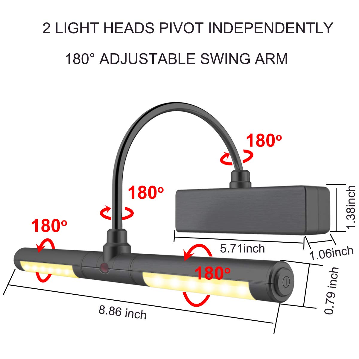 Luxsway Wireless Picture Light With Remote, 8.9 Battery-Operated, 3 Brightness Modes, F Black, Dy602Yw-Black