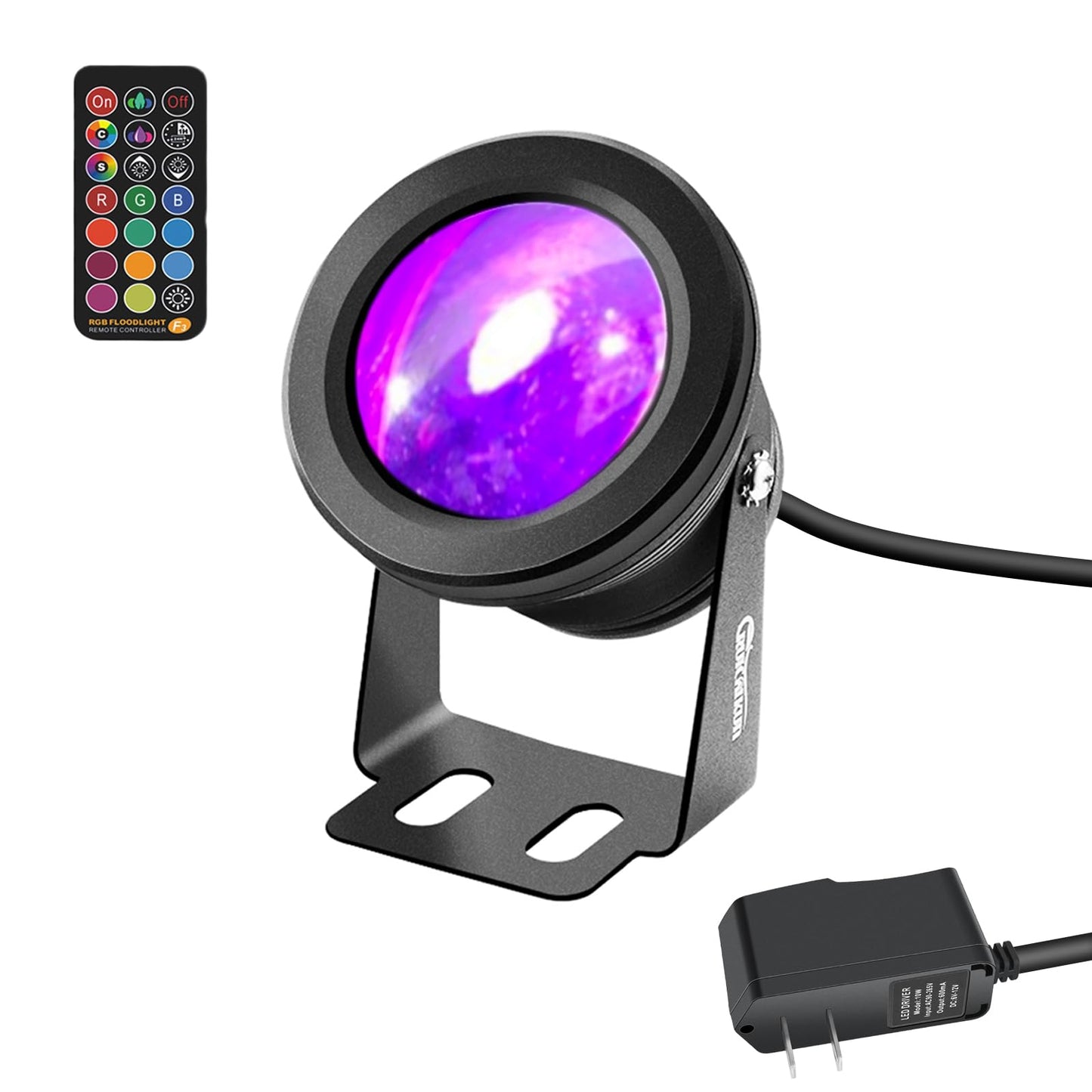 Ruicaikun 10W Outdoor Spot Lights With Remote Control, Dimmable Rgb, Waterproof For Halloween/Christmas Decor