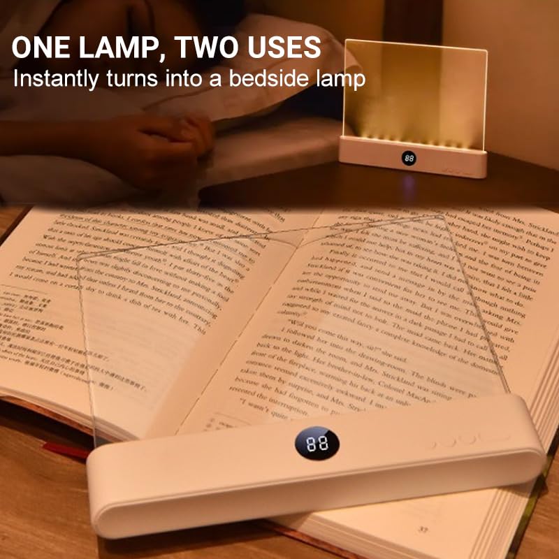 ROVIA Smart LED Reading Light, Dimmable Book Light with 3 Colors Adjustable & Timer Dimmable Panel, Rechargeable Flat Page Reading Light, Eye Protection Lights for Bedtime Night Reading (Black)