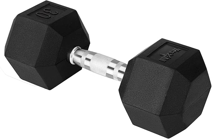 Yes4All Chrome Grip Encased Hex Dumbbells – Hand Weights With Anti-Slip 5-50 LBS Single