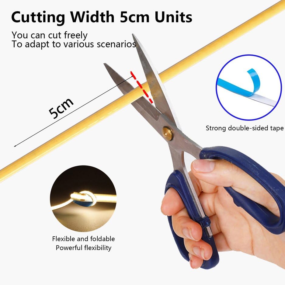 Mdee?Type C Cob Tape Light Led Strip 1.64Ft/0.5M- Flexible 5Mm Hidden Dc 5V Led Tape With 320 Leds/M For Warm White (4000K) Lighting. Cuttable  Shapeable  Type C Powered. Ideal For Kitchen