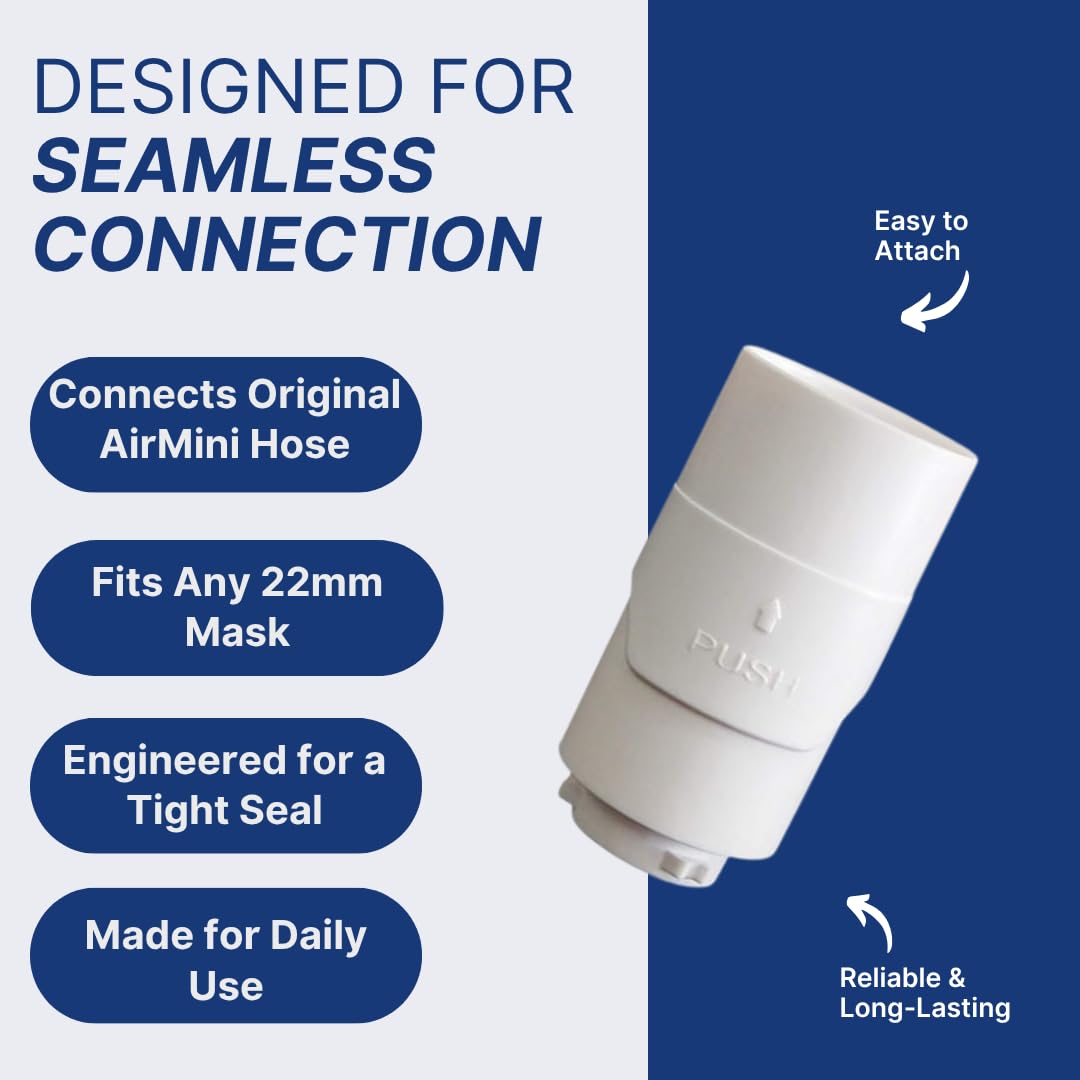 Snugell AirMini Pro Hose Connector – Compatible with AirMini Original Hose and Any 22mm CPAP Nasal or Full Face Mask – Travel-Friendly Adapter for AirMini Tubing – Durable and Easy to Use