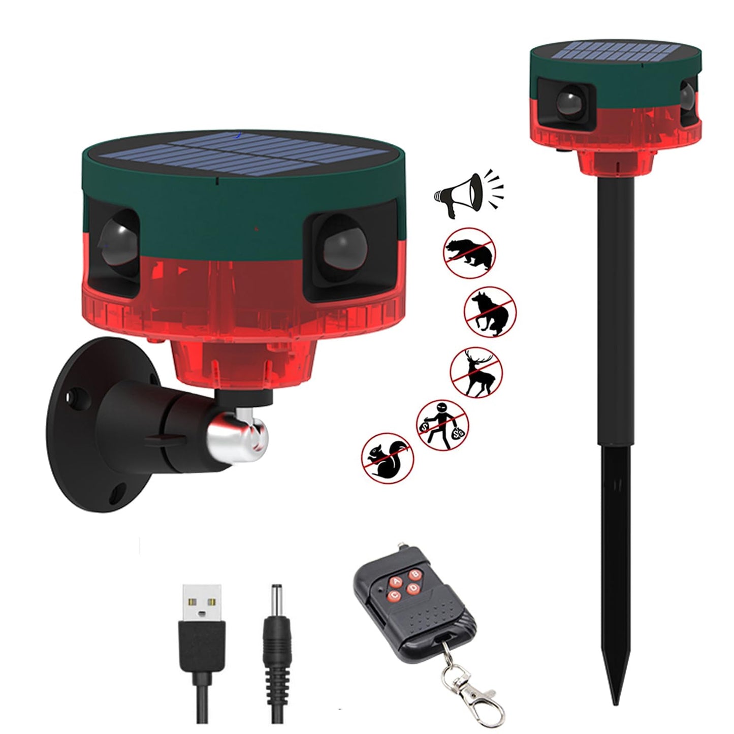 Hulppre Solar Outdoor Motion Sensor Alarm-Dog Barking&Gunshot Sound,130Db Loud Noise Maker,Support Recording,13 Kinds Of Sound S