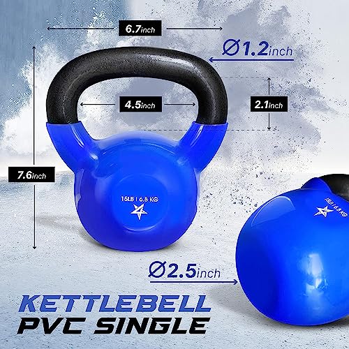 Yes4All Kettlebell, 5-100 LB Vinyl Coated Cast Iron Strength Training Kettlebells for Home Gym Exercises, Fitness, Full Bo...