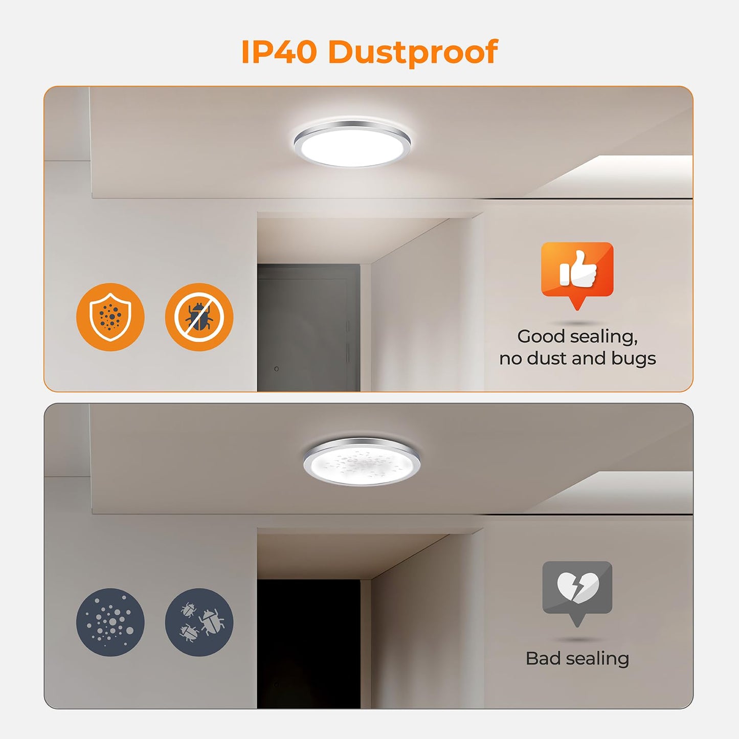 BLNAN LED Flush Mount Ceiling Light, 12 Inch 24W, Selectable 3000K/4000K/5000K, Silver, Model LS-CL-G24W-D