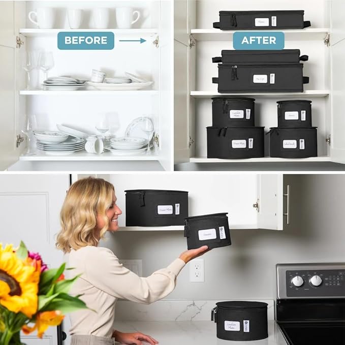 Hard Shell China Storage Containers (Black, 8 Pack China Storage Containers)