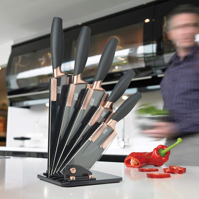 5pc Brooklyn Fan Block Set - Taylors Eye Witness, Hard Ceramic Coated Blades, Paring, All-Purpose, Chef's, Serrated & Carving Knife. 2 Year Guarantee.